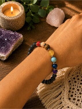 EUC Alexa’s Angels Essential Bracelet Unisex Beaded Aromatherapy Stretch 7.25”